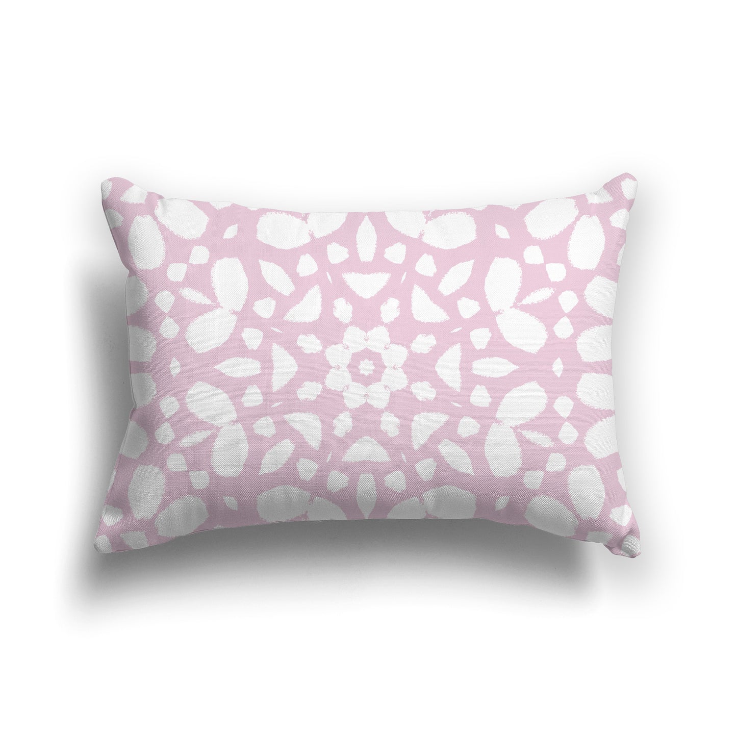 Lumbar Throw Pillow with Pale Pink and White Large Circular Pattern