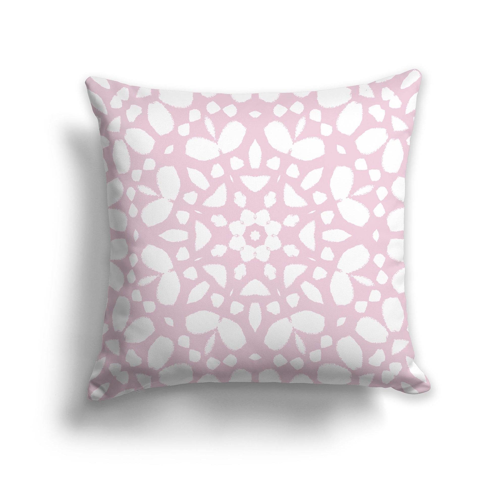 Square Throw Pillow with Pale Pink and White Large Circular Pattern