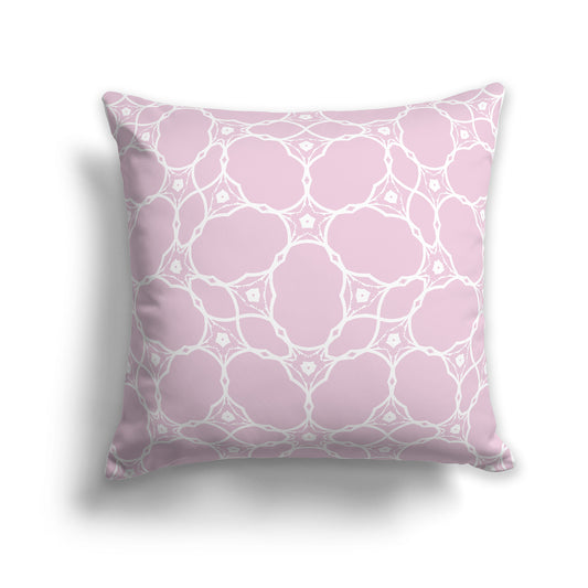 14 inch Throw Pillow with Pale Pink and White Web Lace Pattern