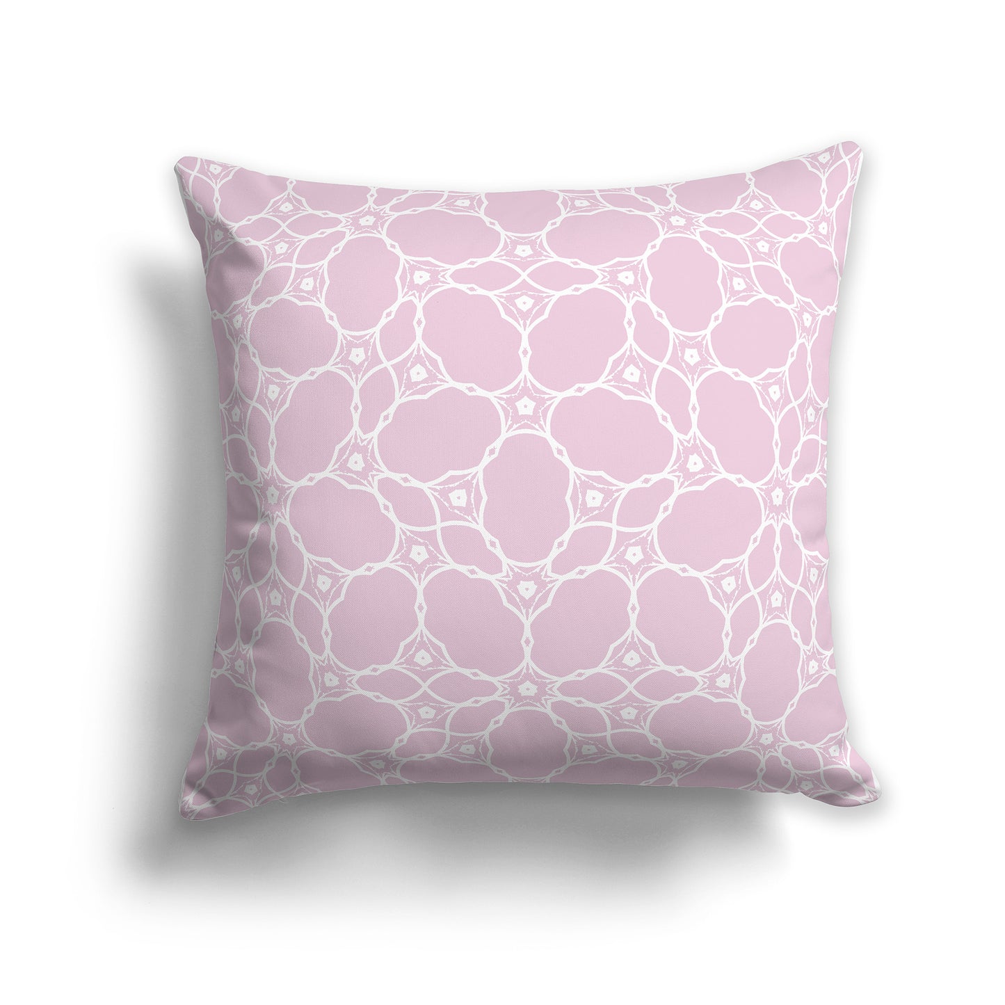 20 inch Throw Pillow with Pale Pink and White Web Lace Pattern