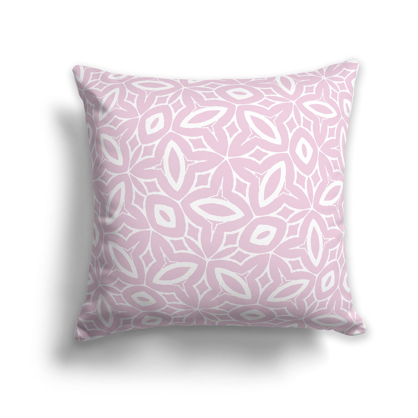 14 inch Throw Pillow with Pale Pink and White Geometric Repeat Pattern