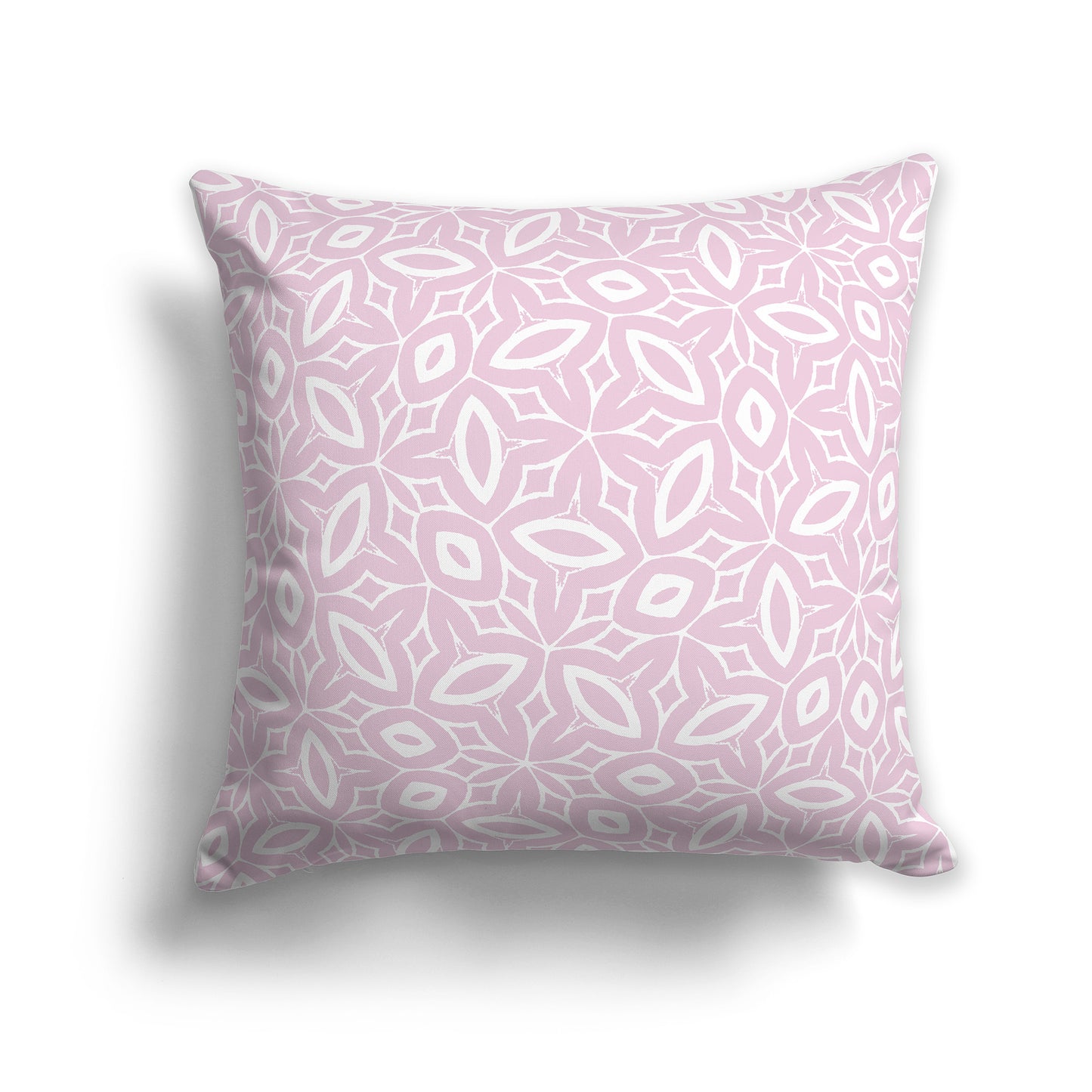 18 inch Throw Pillow with Pale Pink and White Geometric Repeat Pattern