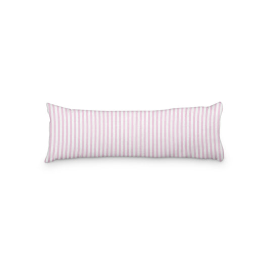 White Microfiber Body Pillow with Thin Pink Bars, MFBP-1081-241,  20 x 54 inches