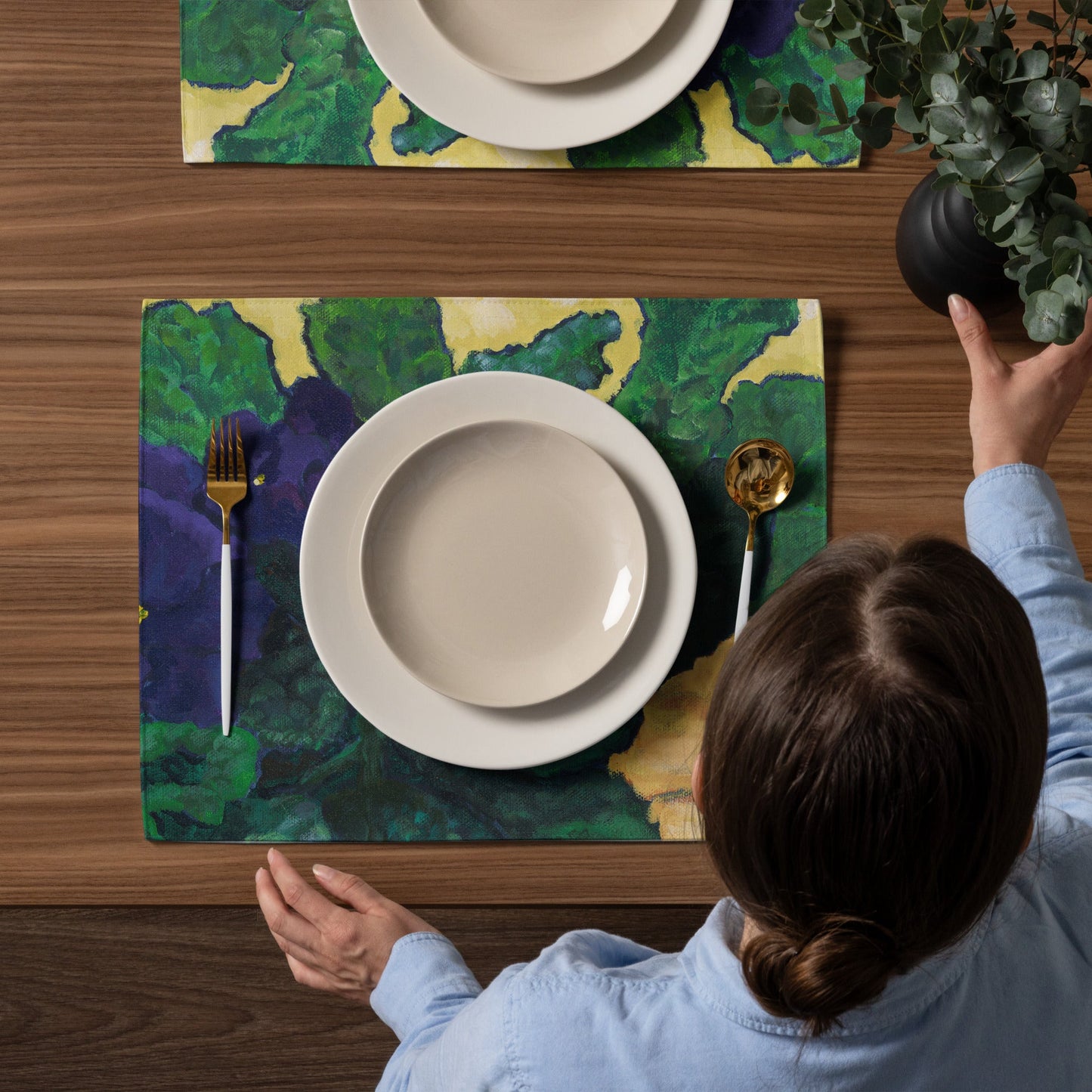 African Violets — Fine Art Polyester Placemats — 4-Pc Set #PSFL-1090