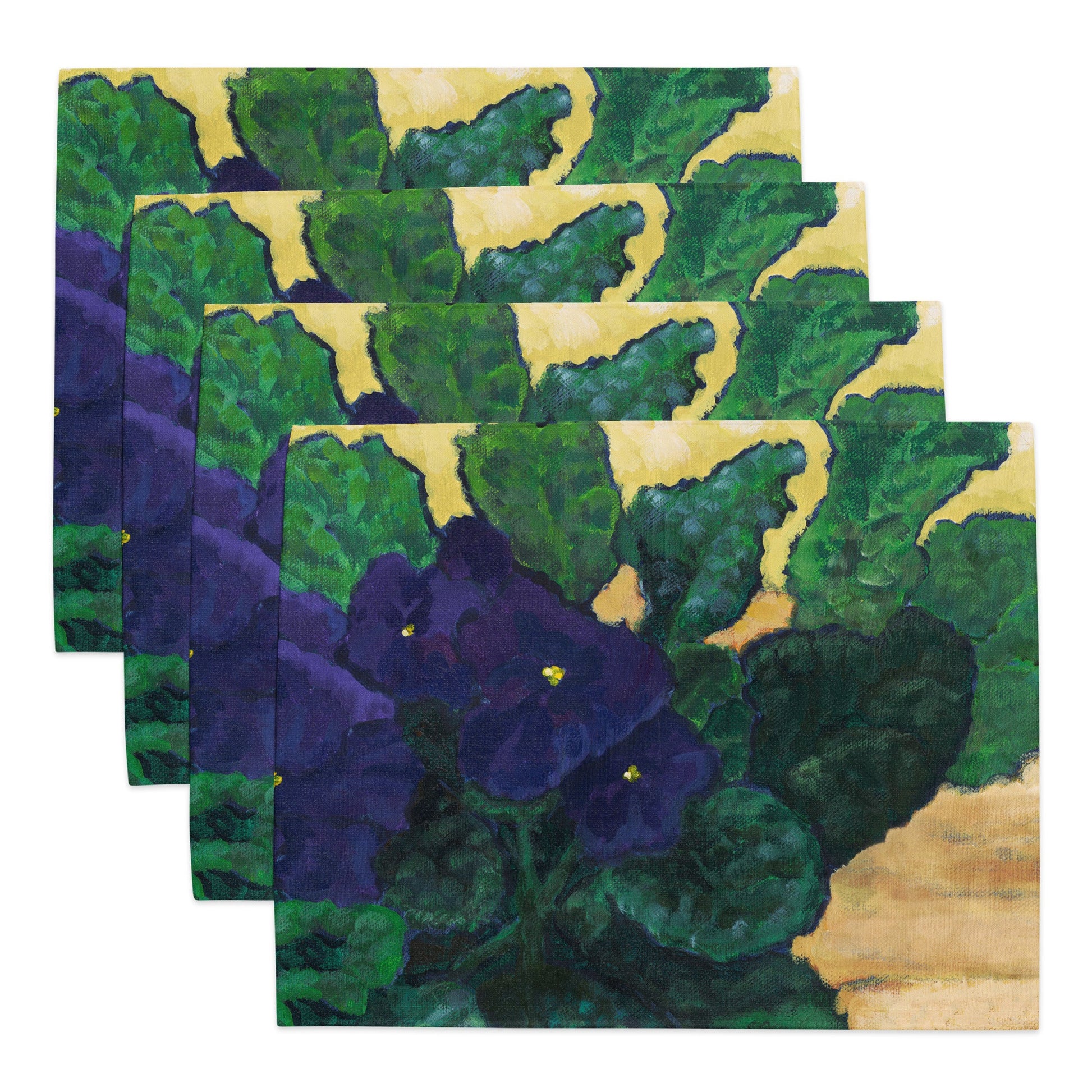 African Violets — Fine Art Polyester Placemats — 4-Pc Set #PSFL-1090