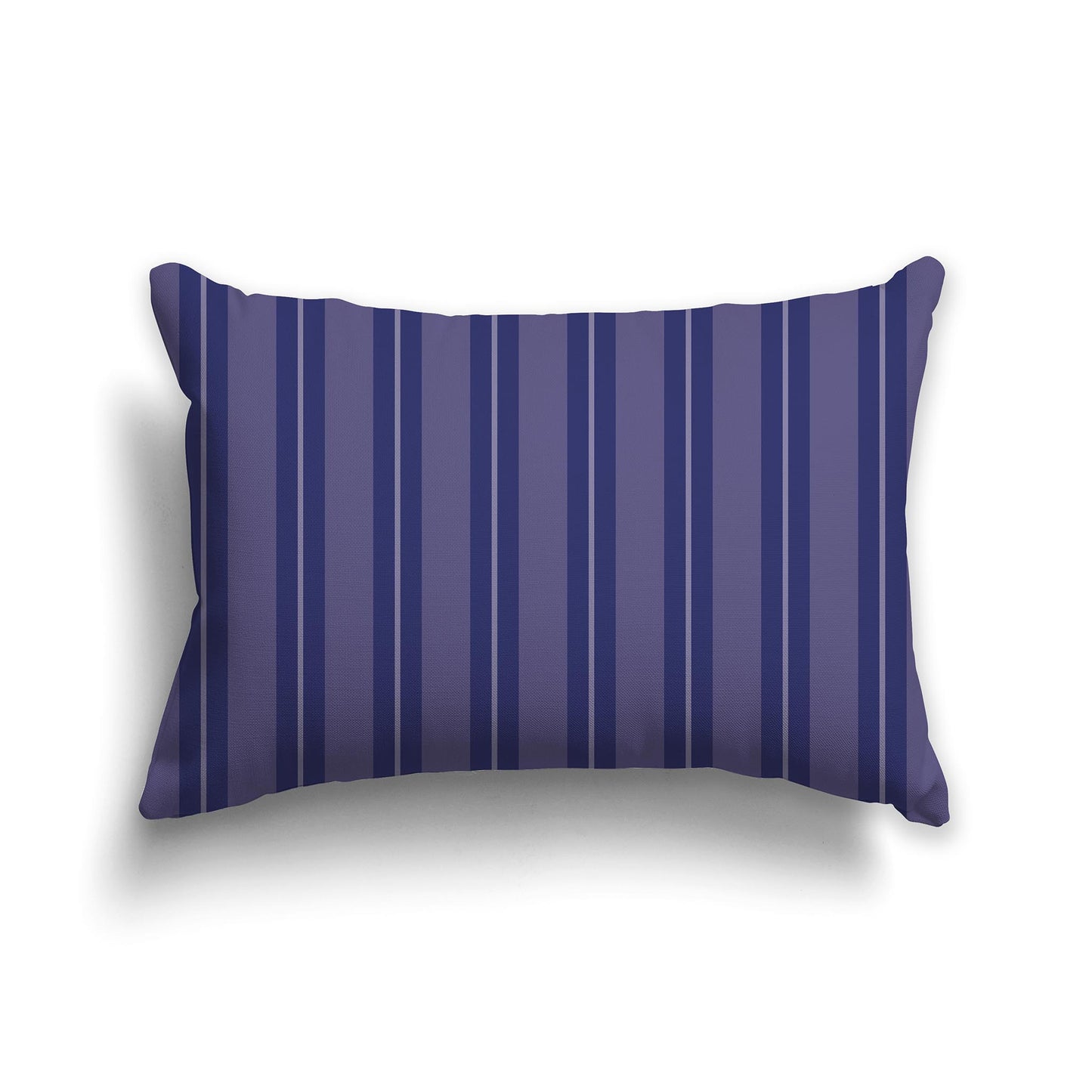 Lumbar Throw Pillow with Purple and White Multistripe Pattern