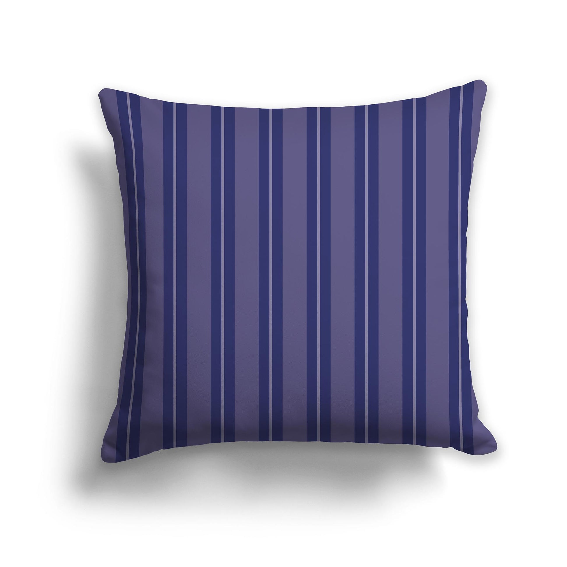 Square Throw Pillow with Purple and White Multistripe Pattern