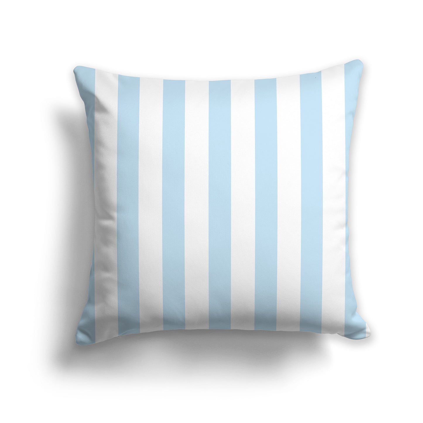 18 inch Throw Pillow with Light Blue and White Thick Vertical Bars