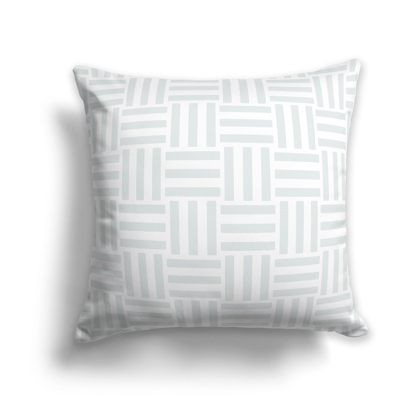 14 inch Throw Pillow with Grey and White Basket Weave Pattern