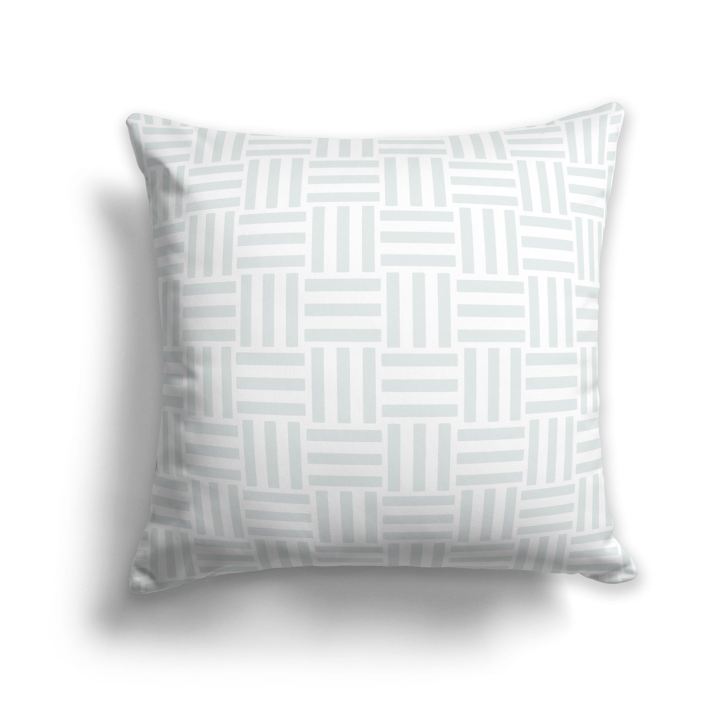 18 inch Throw Pillow with Grey and White Basket Weave Pattern