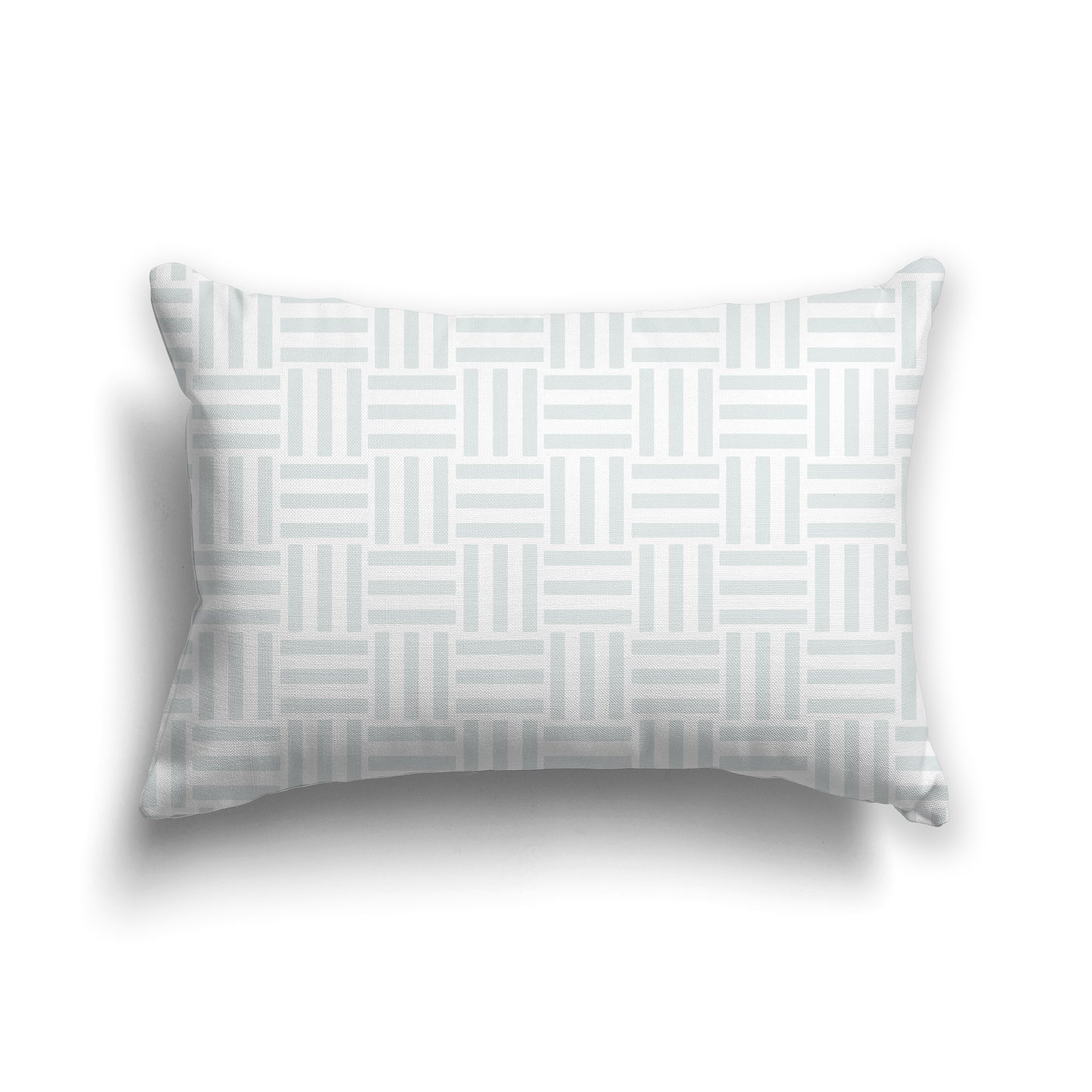 20x14 inch Lumbar Throw Pillow with Grey and White Basket Weave Pattern