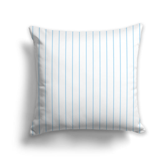 26 inch Throw Pillow with Light Blue and White Thin Vertical Stripe Pattern