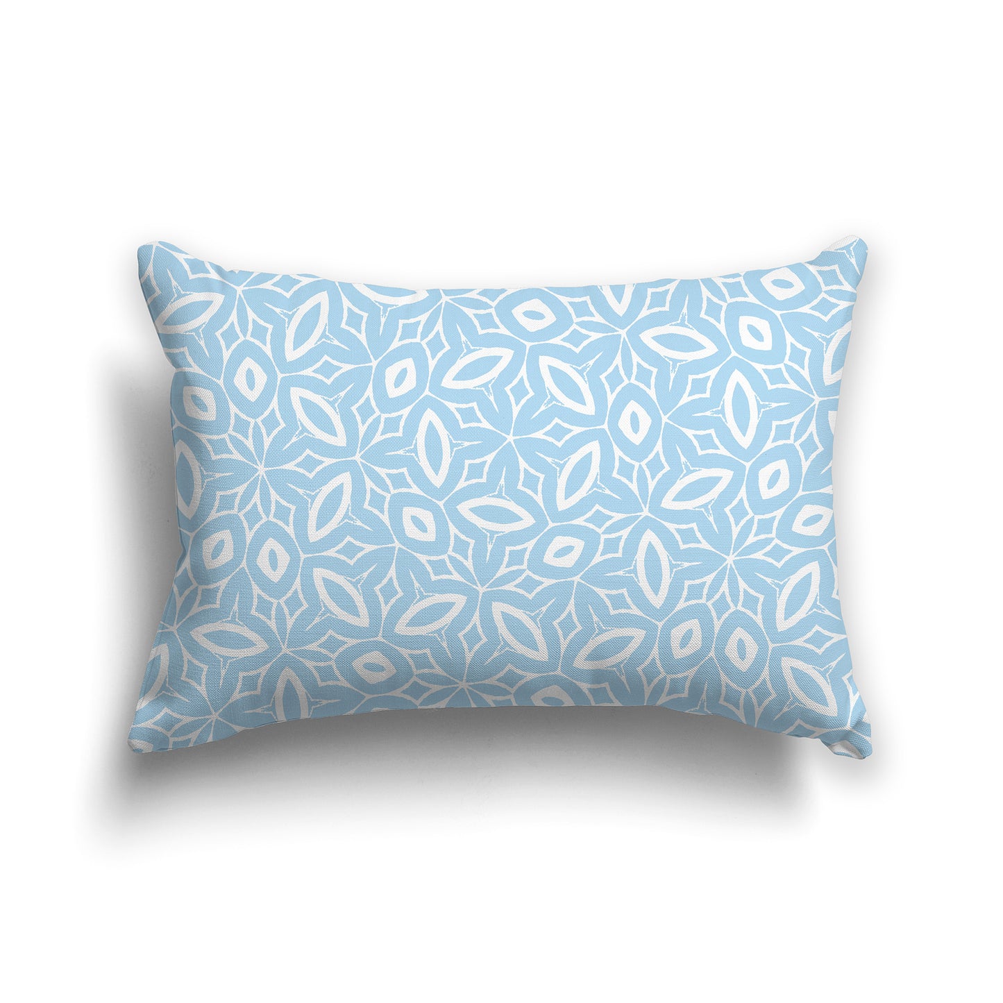 20x14 inch Lumbar Throw Pillow with Light Blue and White Geometric Repeat Pattern