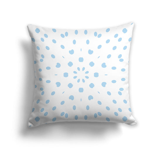 Square Throw Pillow with Light Blue and White Radiating Oval Burst Pattern