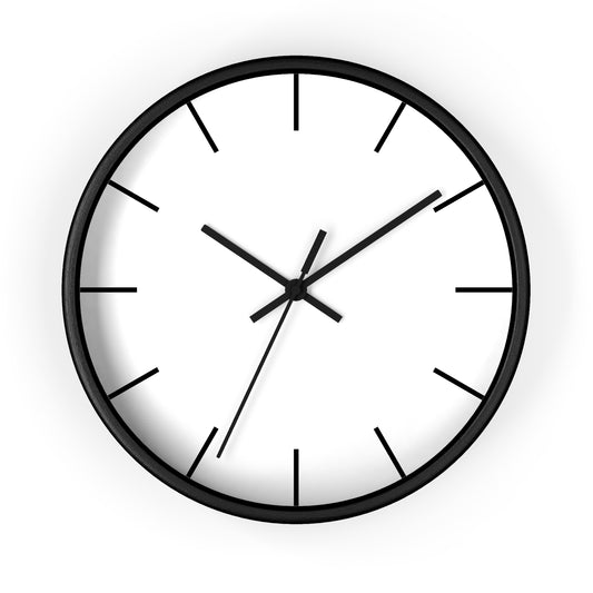 Wall Clock with White Face | Black Base | Black Hands