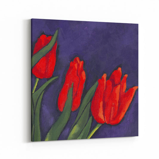 Slim Canvas Fine Art Print - Red Tulips 2 - 6x6 inches