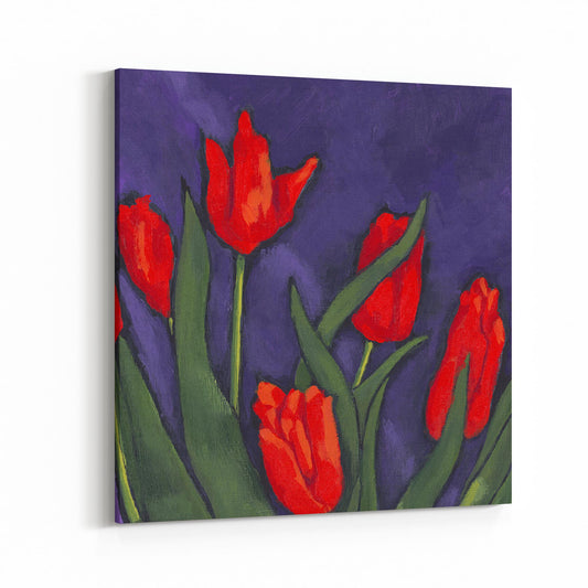 Slim Canvas Fine Art Print - Red Tulips 4 - 6x6 inches