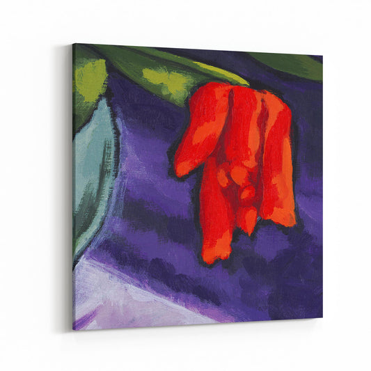 Slim Canvas Fine Art Print - Red Tulips 5 - 6x6 inches