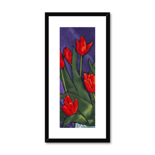 Framed Fine Art Print, White Mat - 12x24 inches | Red Tulips, FPT-1110-1142-002