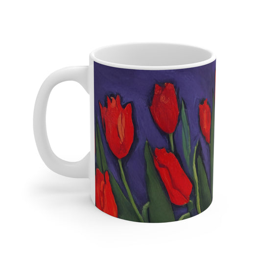 Red Tulips — 11oz Fine Art Ceramic Mug #CM-1110