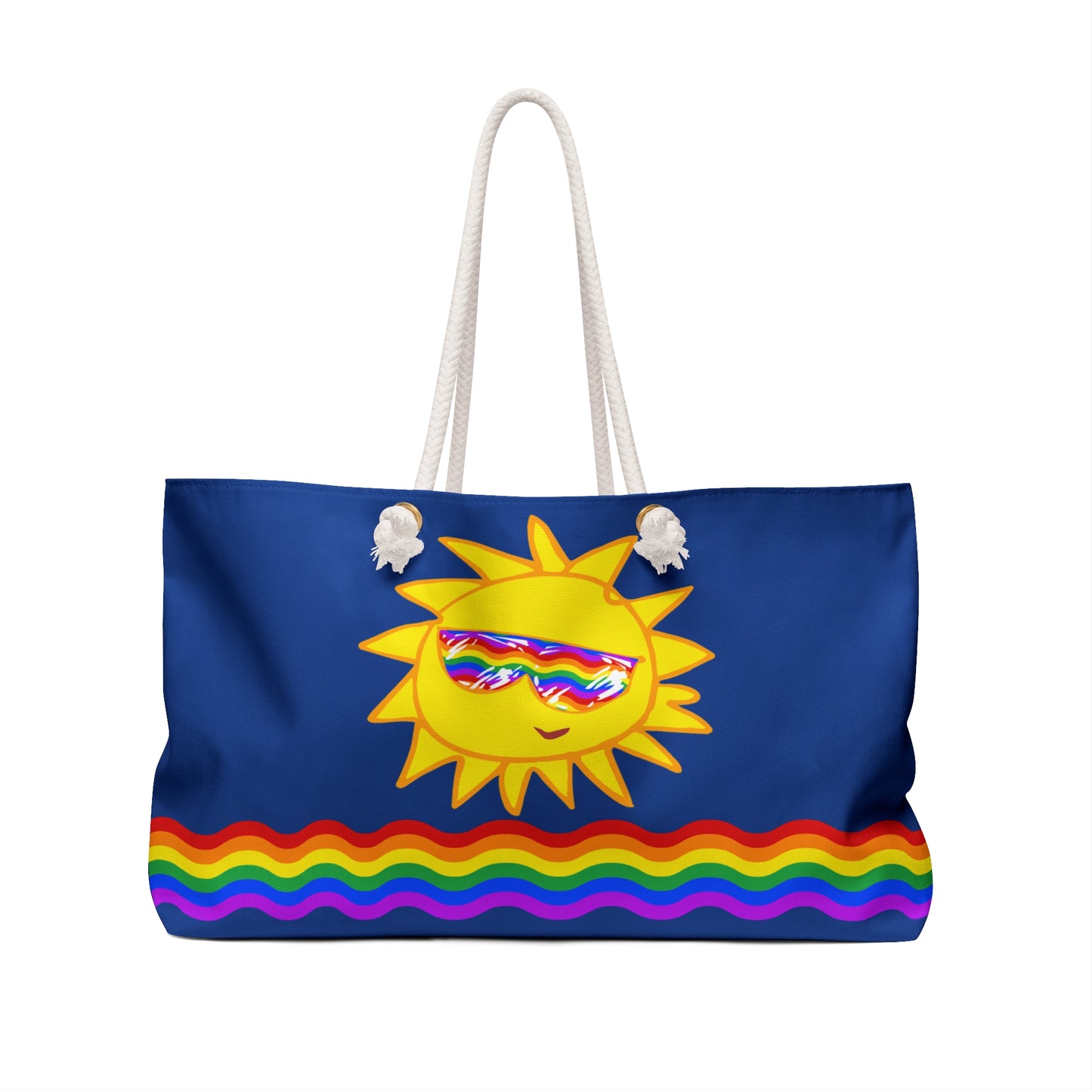 Blue Beach Tote / Weekender Bag with Sunfilled Rainbow Vibes | WBSF-B
