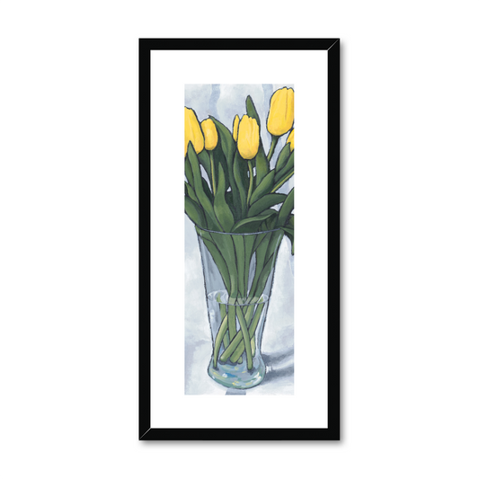 Framed Fine Art Print, White Mat - 12x24 inches | Yellow Tulips, FPT-1120-1143-001