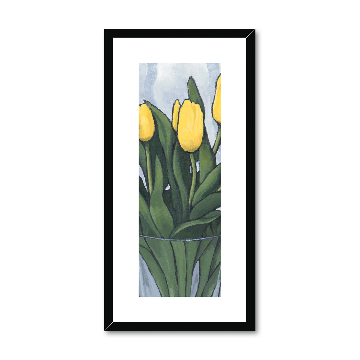 Framed Fine Art Print, White Mat - 12x24 inches | Yellow Tulips, FPT-1120-1143-002