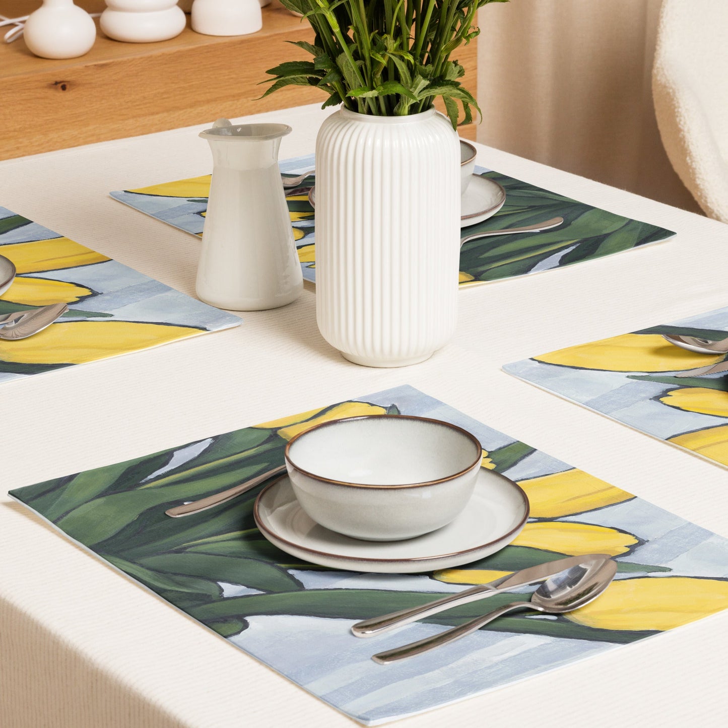 Yellow Tulips — Fine Art Polyester Placemats — 4-Pc Set #PSFL-1120