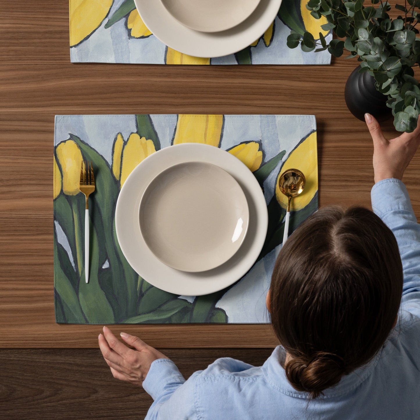 Yellow Tulips — Fine Art Polyester Placemats — 4-Pc Set #PSFL-1120