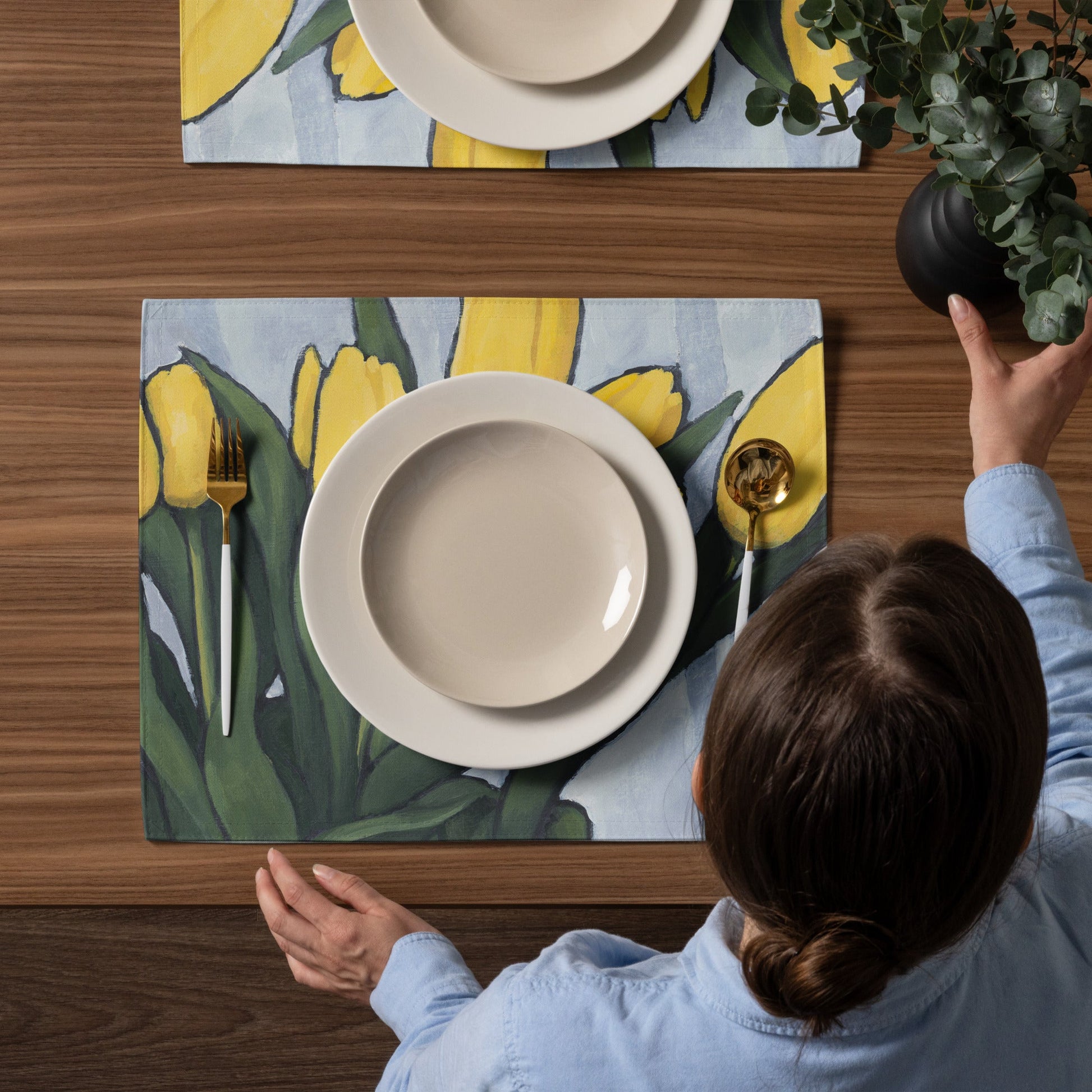 Yellow Tulips — Fine Art Polyester Placemats — 4-Pc Set #PSFL-1120