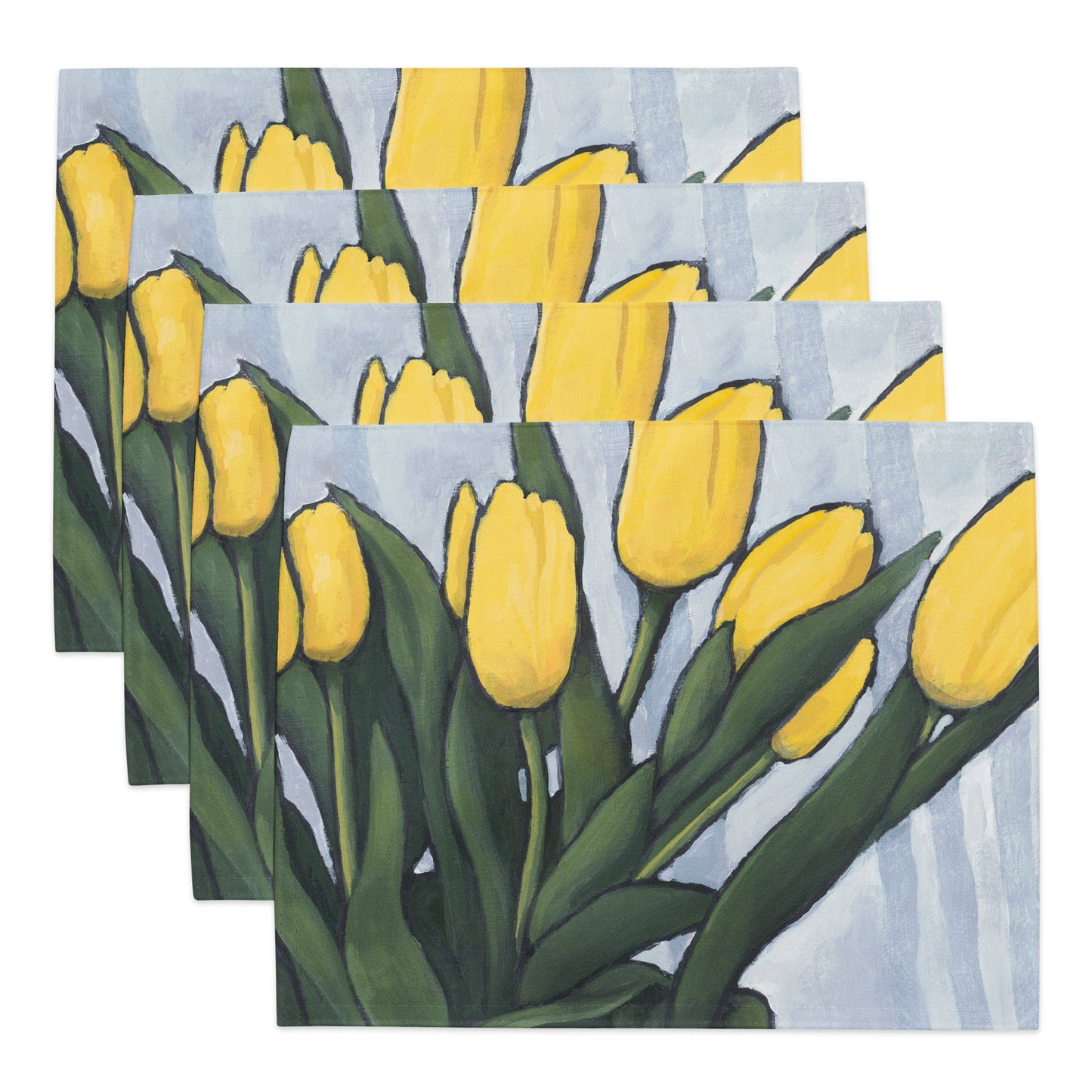Yellow Tulips — Fine Art Polyester Placemats — 4-Pc Set #PSFL-1120