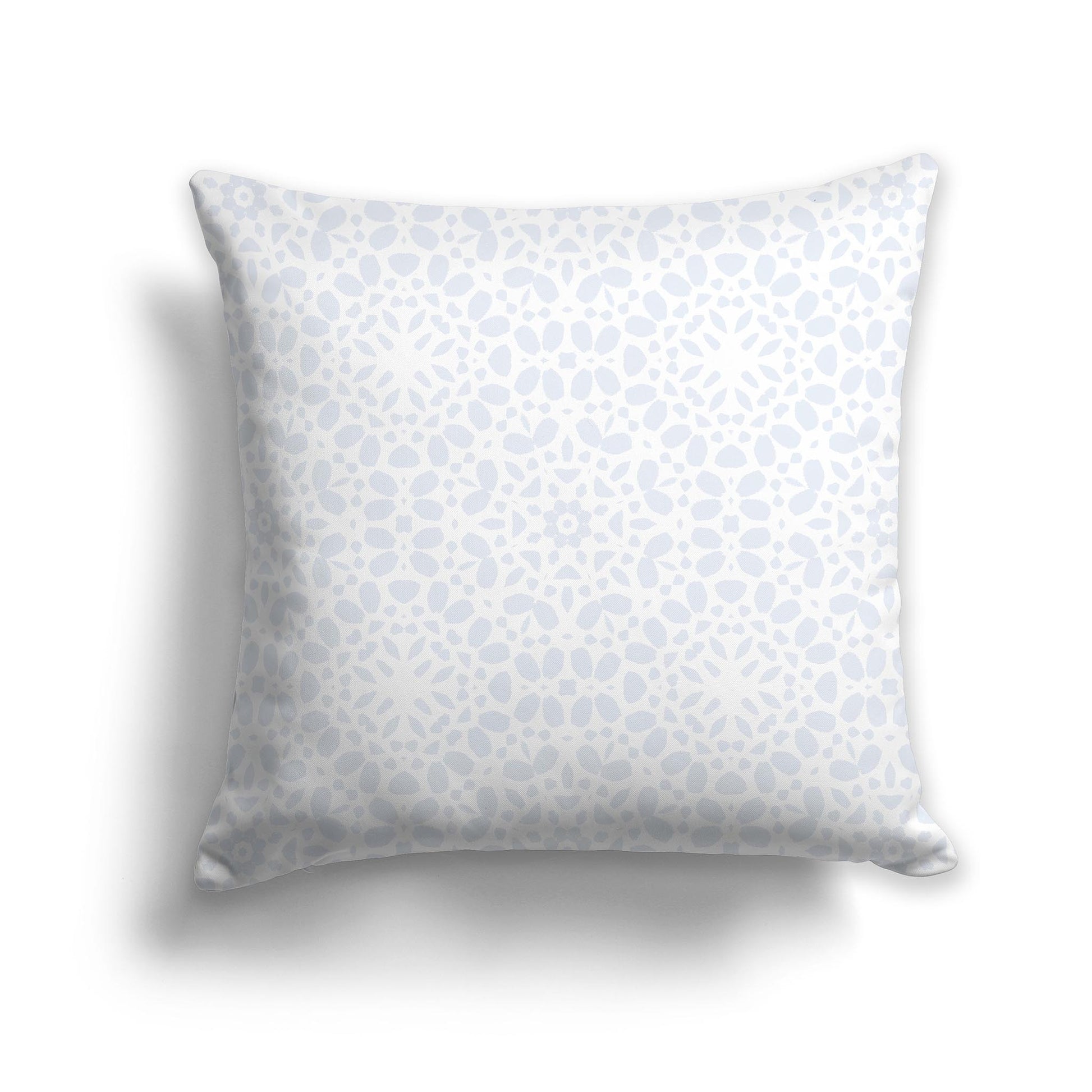 Square Throw Pillow with Grey and White Fine Circular Repeat Pattern