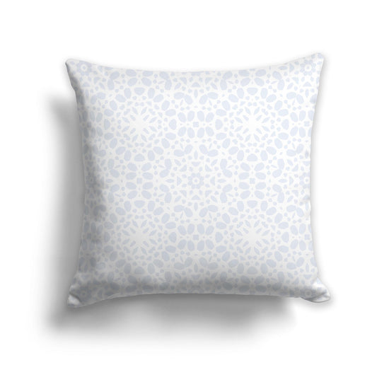 Square Throw Pillow with Grey and White Fine Circular Repeat Pattern