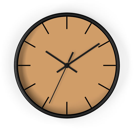 Wall Clock with Medium-brown Face | Black Base | Black Hands
