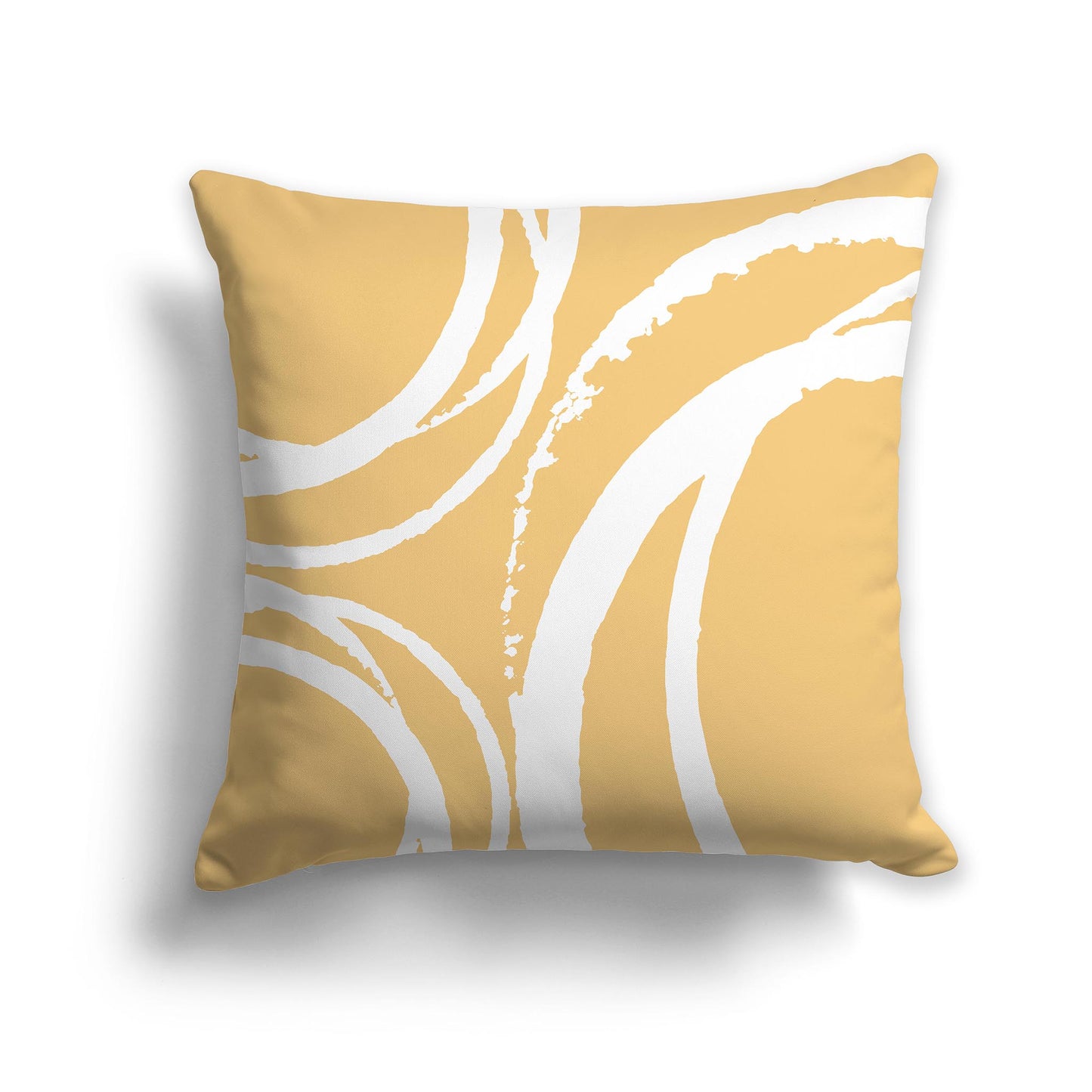 Square Throw Pillow with Yellow-orange and White Abstract Circles