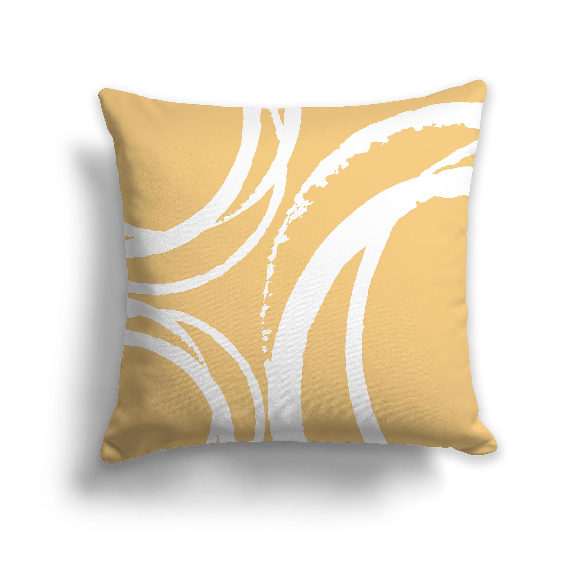 Square Throw Pillow with Yellow-orange and White Abstract Circles