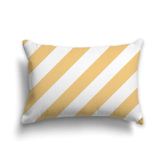White Throw Pillow with Yellow-orange Diagonal Bars on Both Sides | Faux Suede | 20 x 14 inches