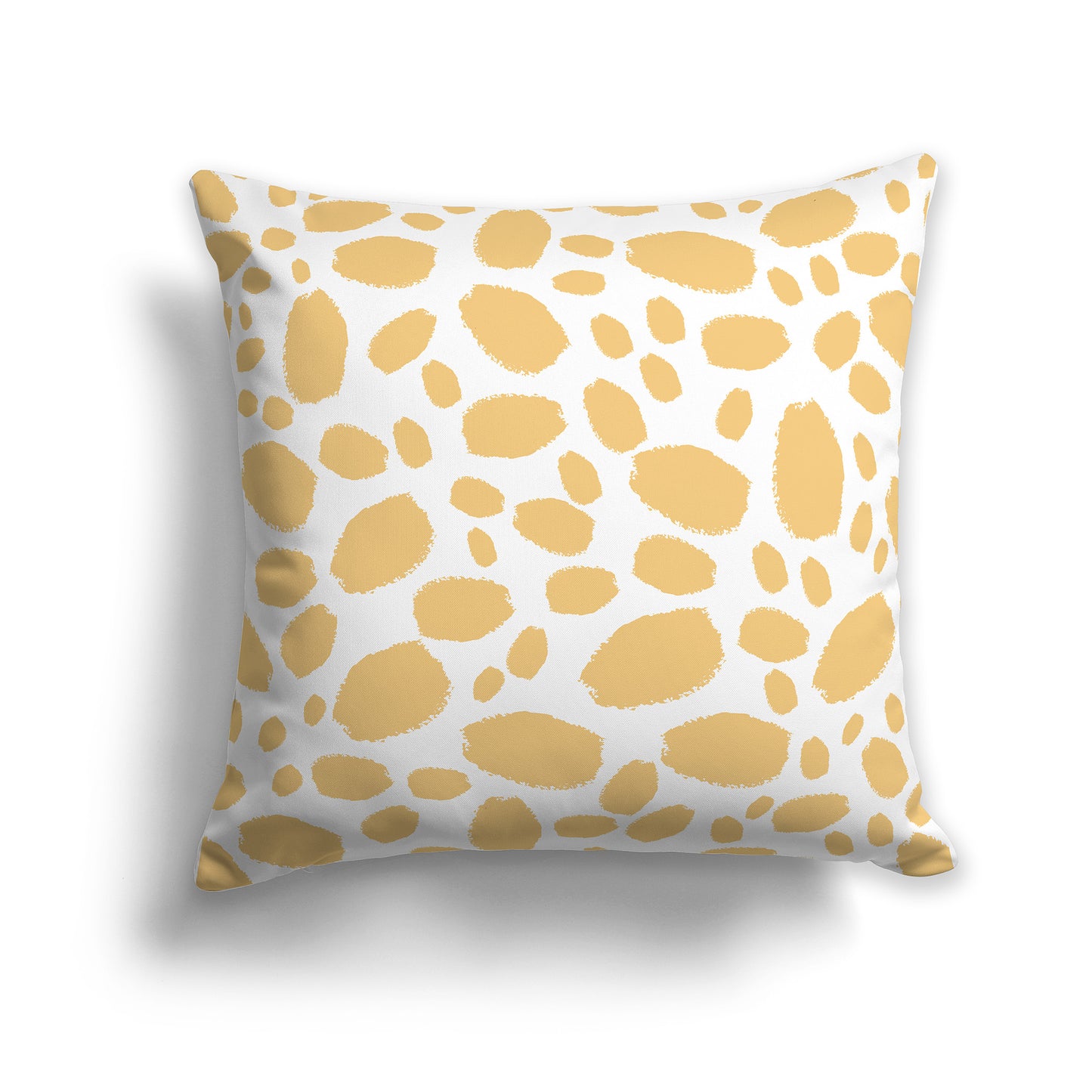 18 inch Throw Pillow with Yellow-orange and White Paint Dab Pattern