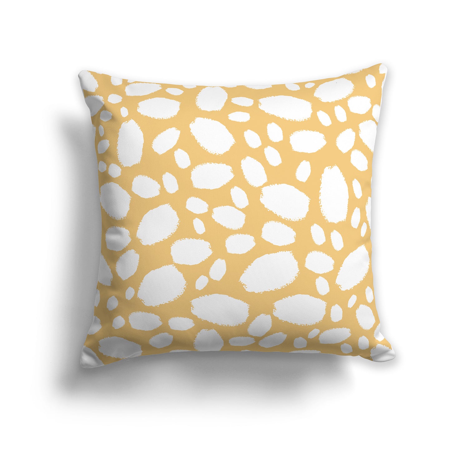 18 inch Throw Pillow with Yellow-orange and White Paint Dab Pattern