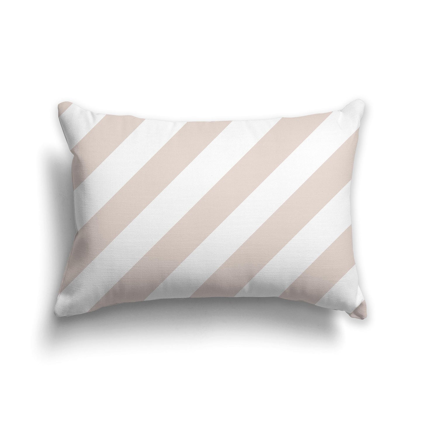Lumbar Throw Pillow with Light Taupe and White Diagonal Bars