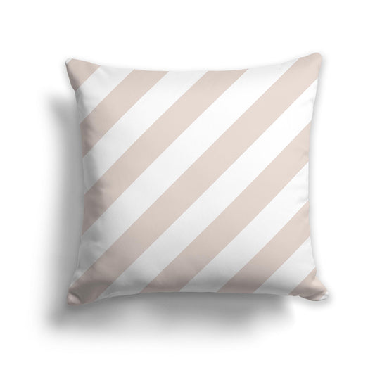 Square Throw Pillow with Light Taupe and White Diagonal Bars