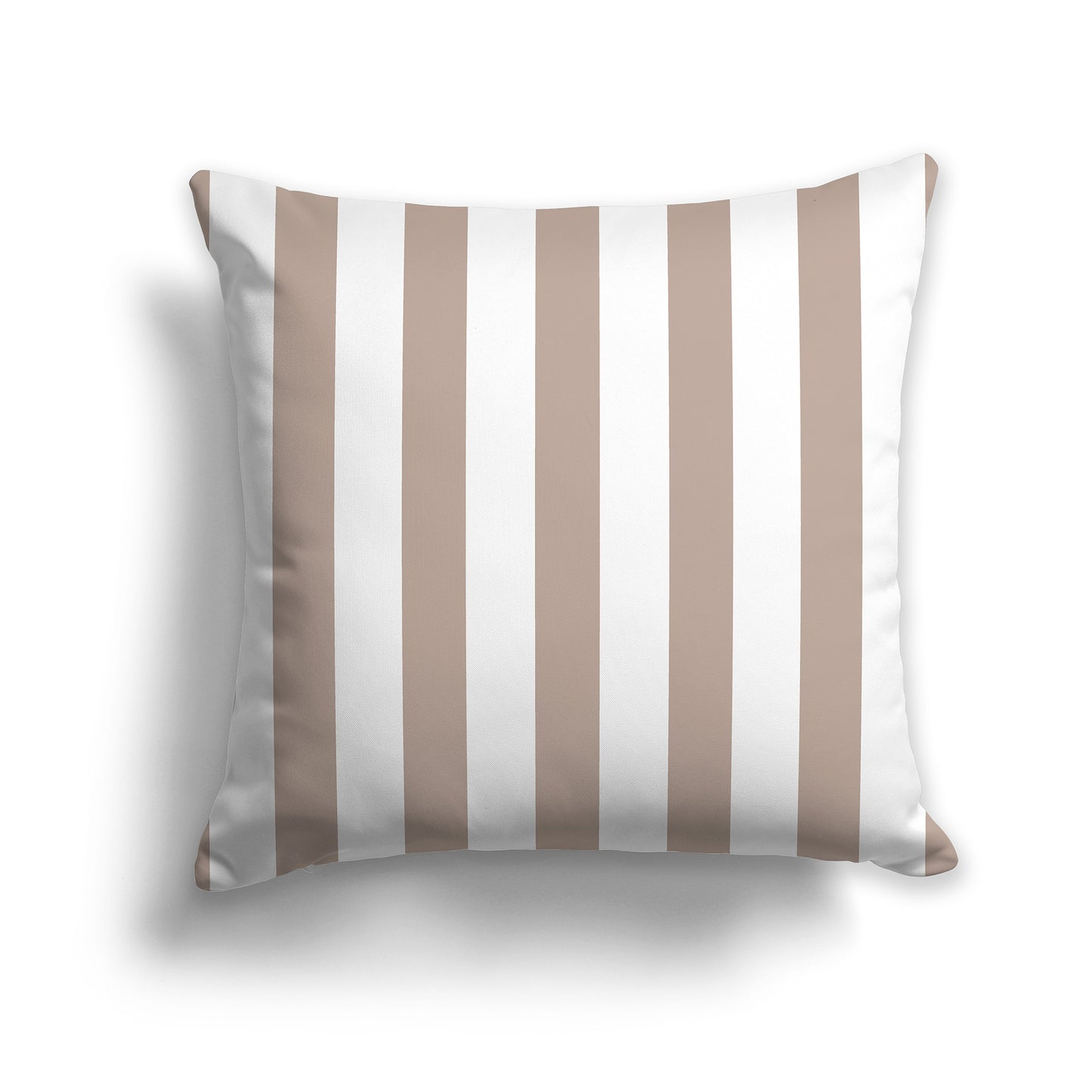 16 inch Throw Pillow with taupe and white Thick Vertical Bars