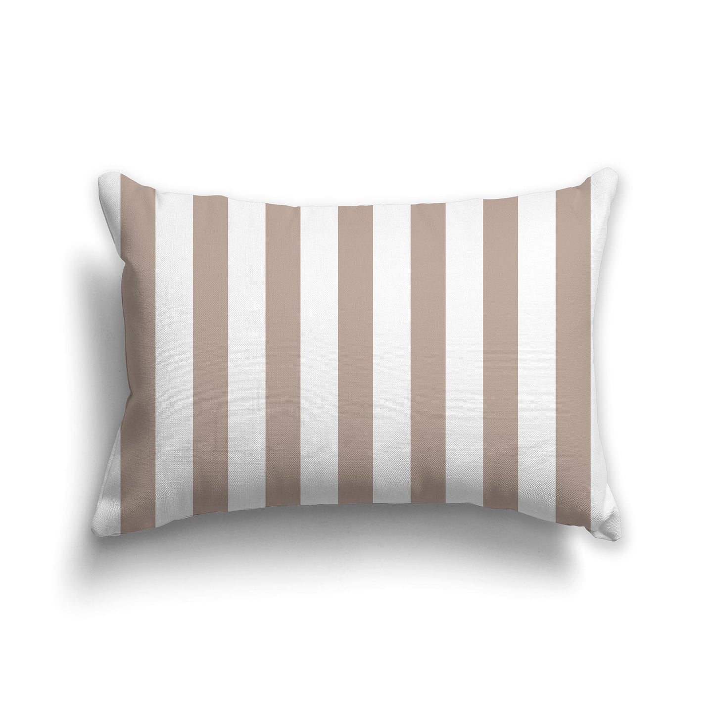 20x14 inch Lumbar Throw Pillow with taupe and white Thick Vertical Bars