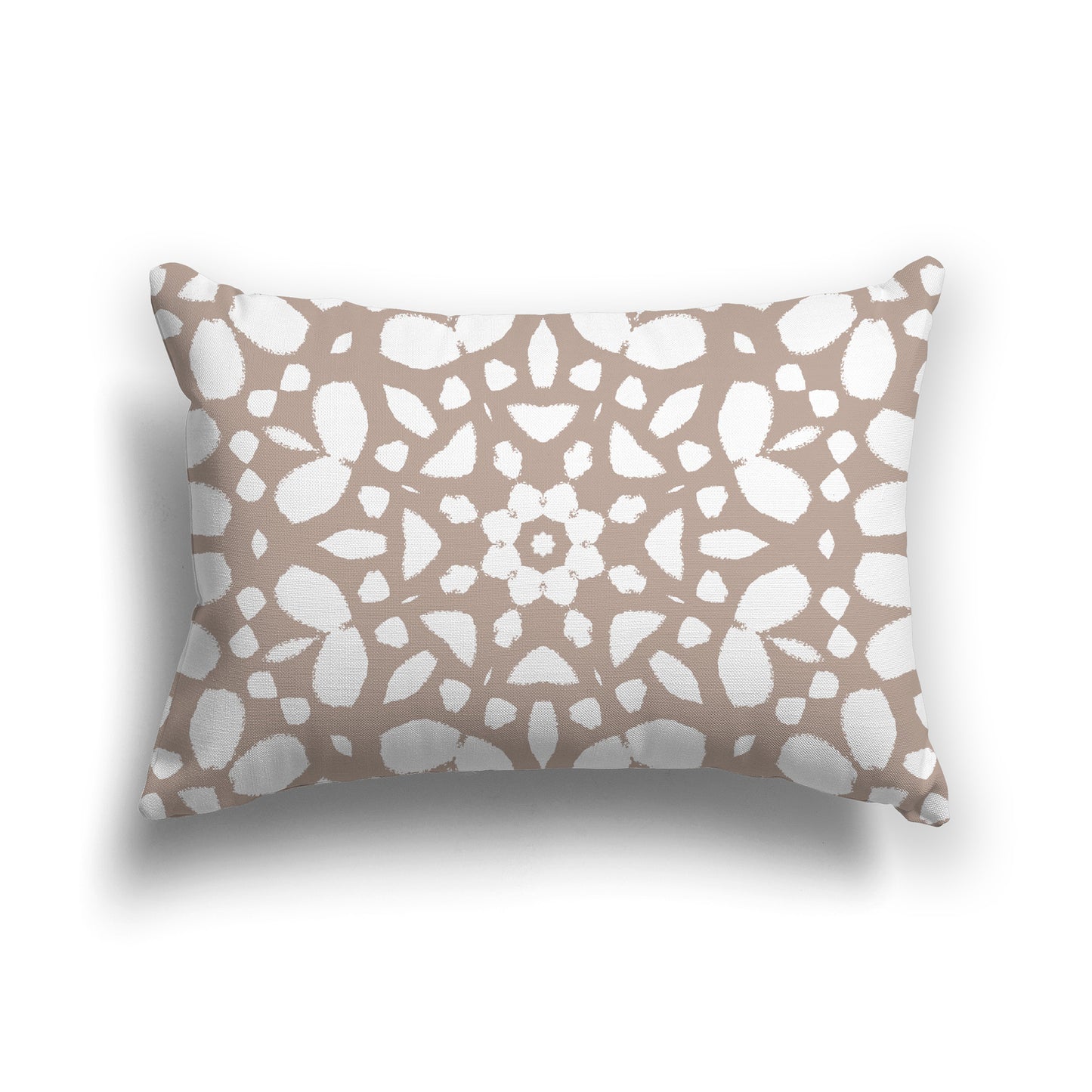 Lumbar Throw Pillow with Taupe and White Circular Pattern on Both Sides