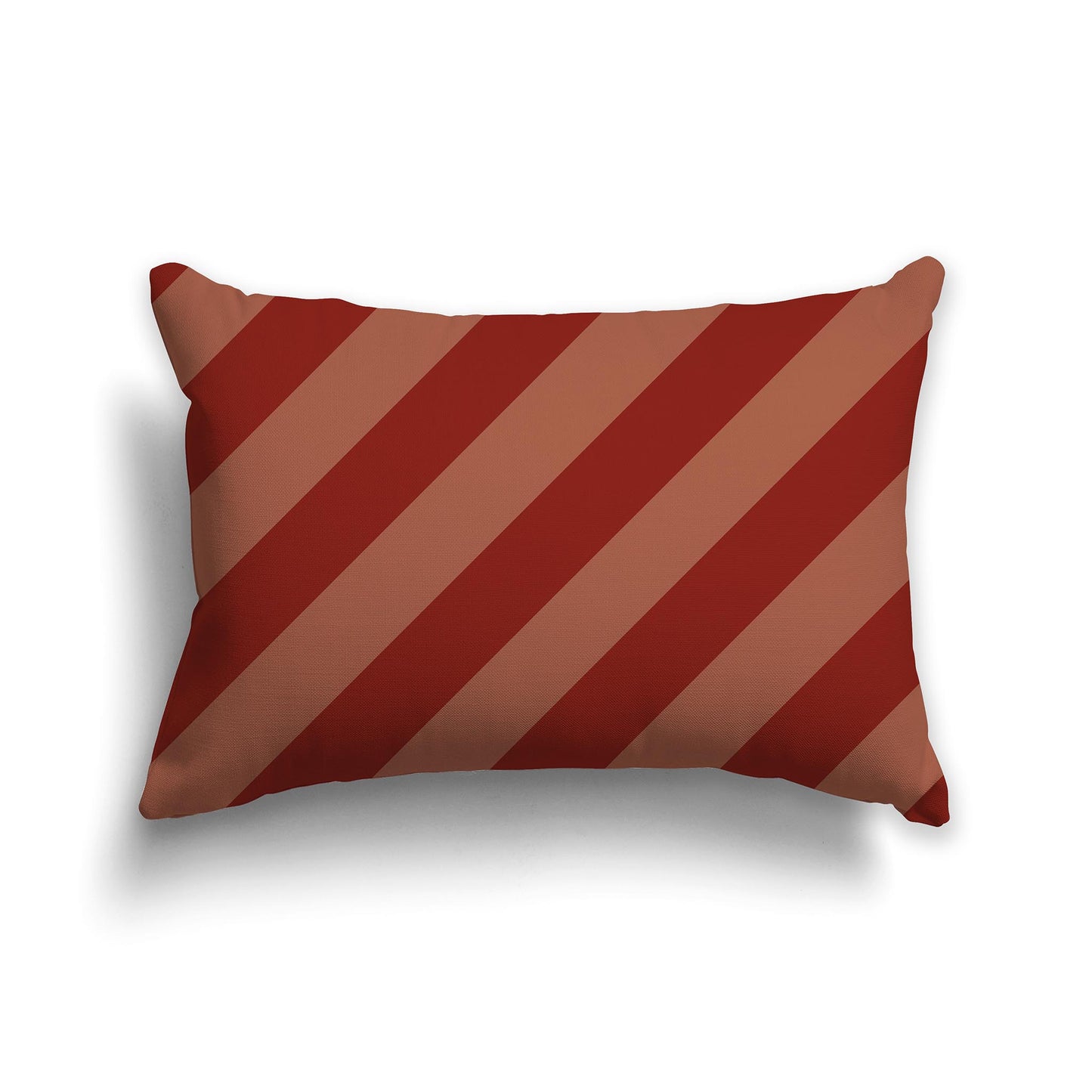 Lumbar Throw Pillow with Two-tone Red-orange Diagonal Bars