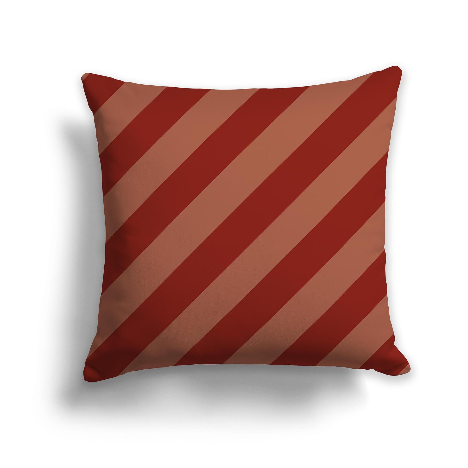 Square Throw Pillow with Two-tone Red-orange Diagonal Bars