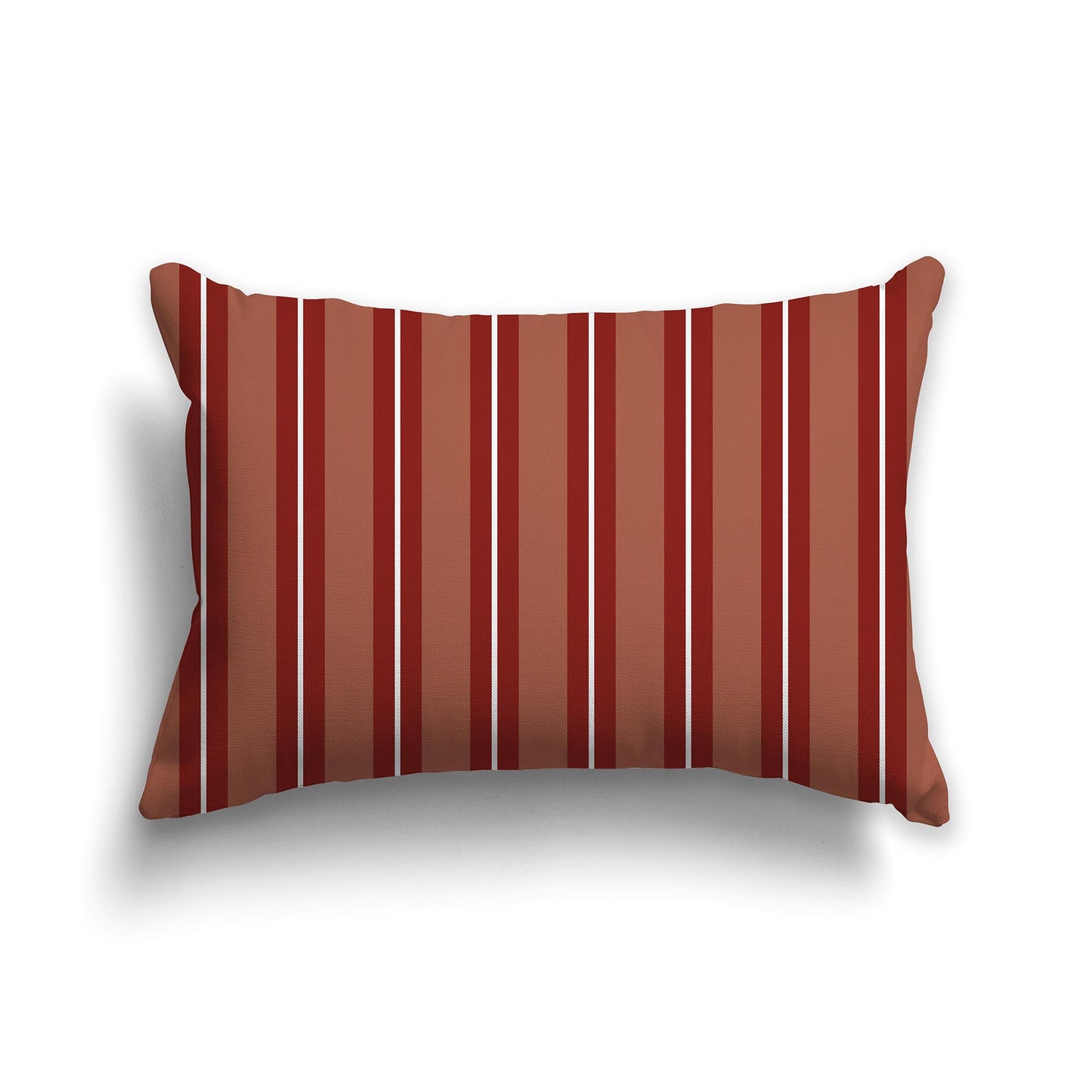 Lumbar Throw Pillow with Red-orange and White Multistripe Pattern