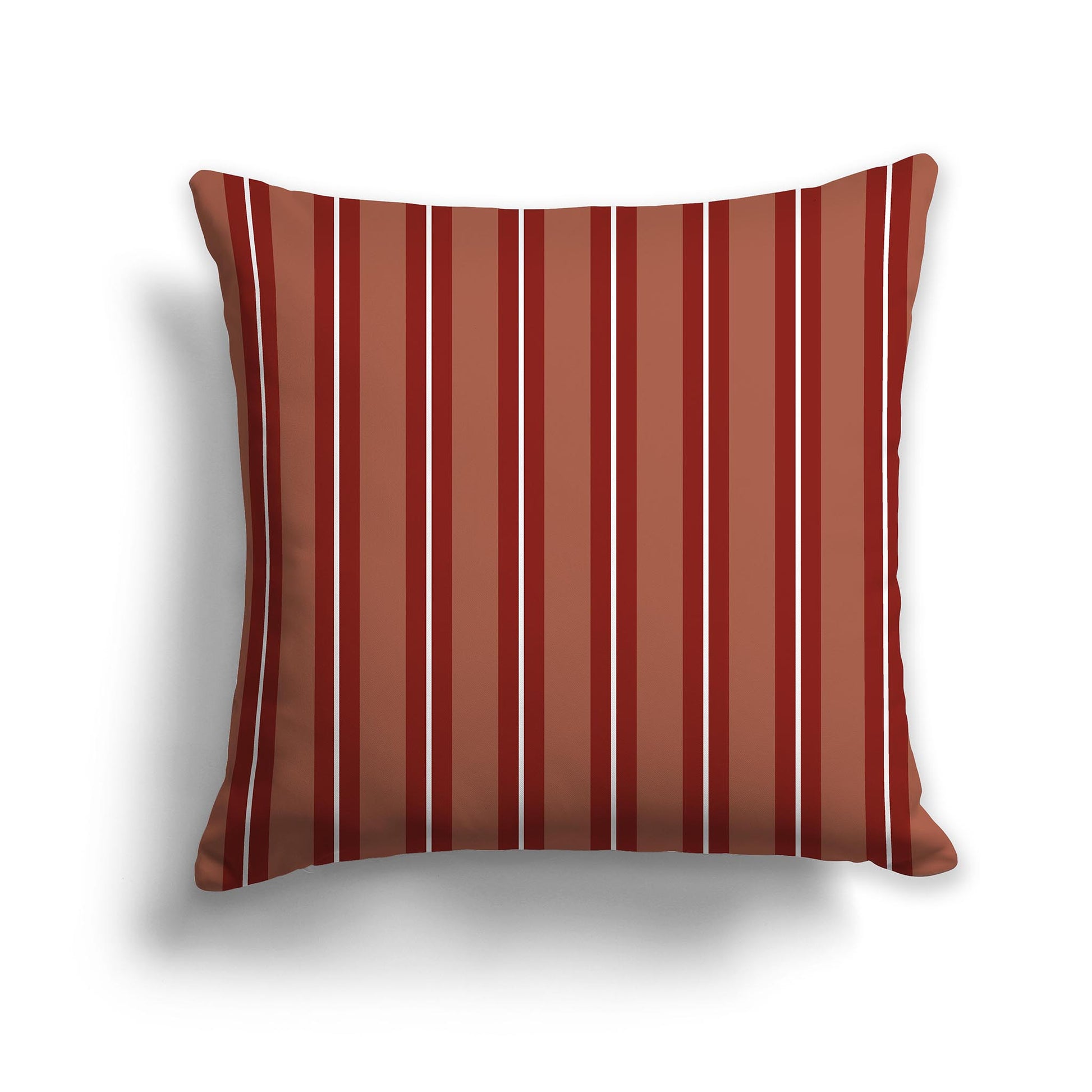 Square Throw Pillow with Red-orange and White Multistripe Pattern