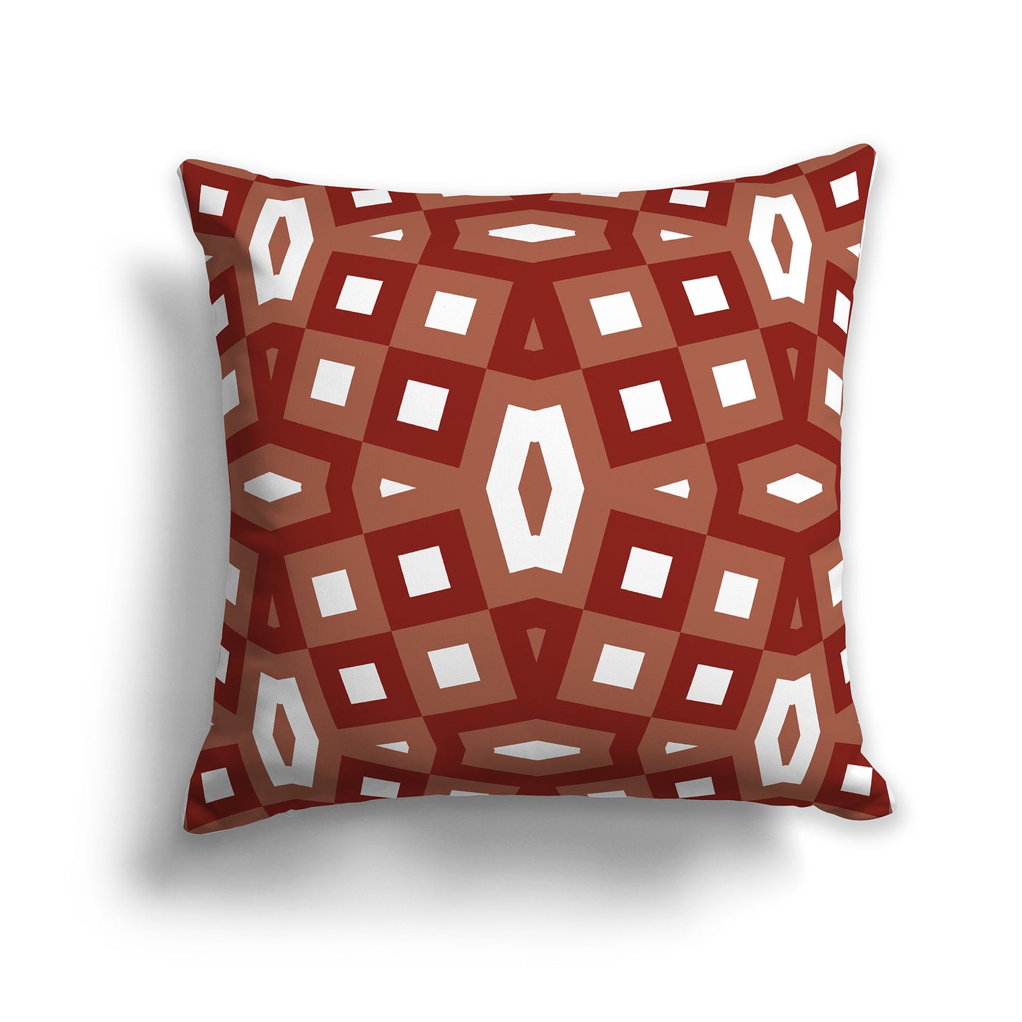 16 inch Throw Pillow with Red-orange Geometric Pattern