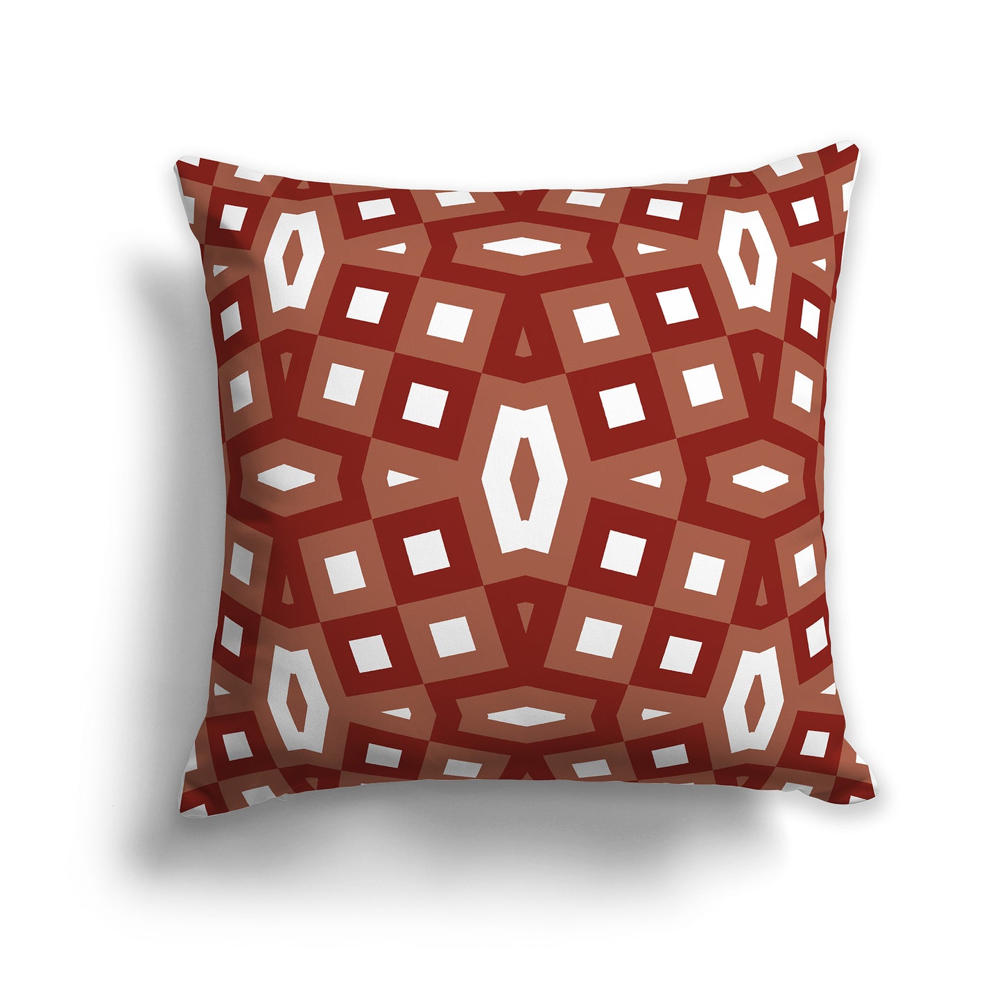 18 inch Throw Pillow with Red-orange Geometric Pattern